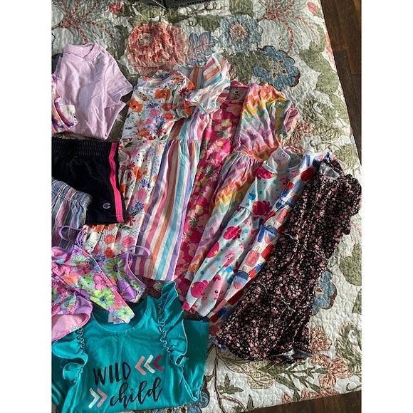 Girls Summer Clothing Lot Champion Old Navy Denim Overalls Dress Shorts Swim 5T - Picture 12 of 13